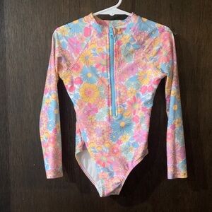 Wonder Nation Pink and Blue Floral Kids Rashguard